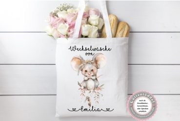 zuckersüße Tasche Indianer Maus Boho 2 Wechselwäsche WechselkleidungWunschname für KITA Geschenk Kindergarten Einschulung von Lüttentüddel®